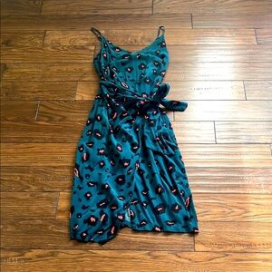 Elegant Teal and Pink Patterned Dress